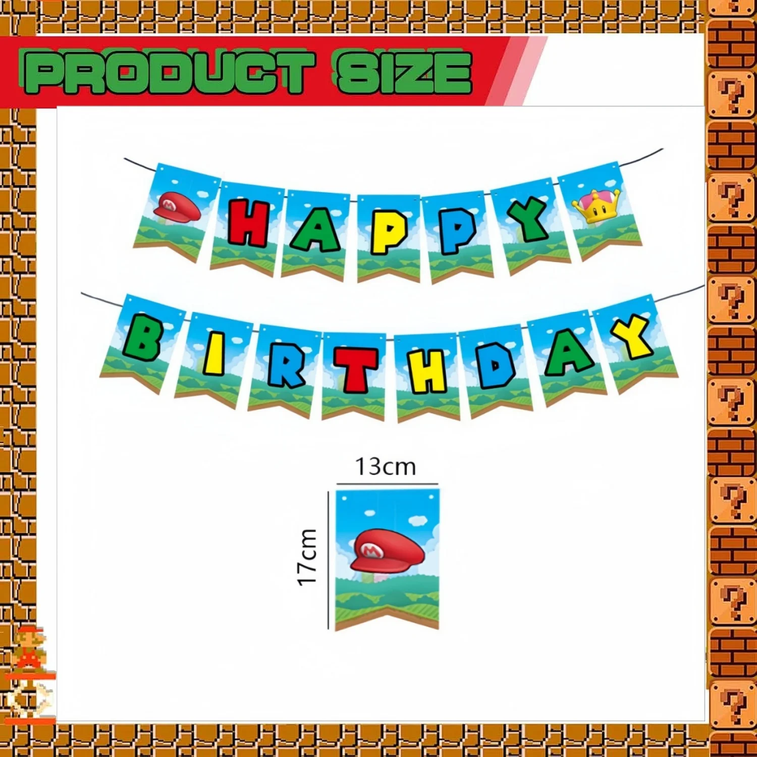 Super Mario Happy Birthday Banner Party Decoration Mario Flag Banner Baby Shower Kids Boys Favors Gifts For Party Decor Supplies