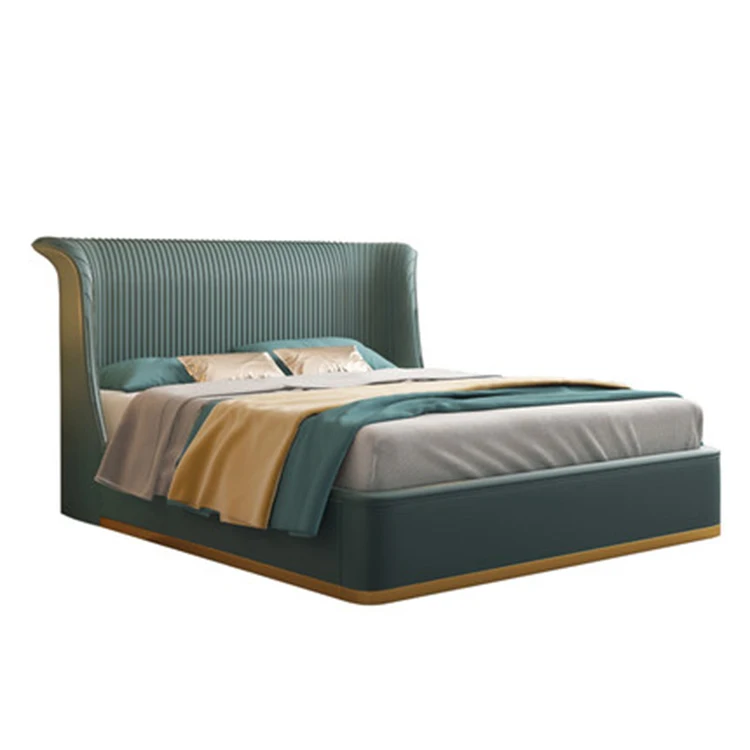 

Modern Leather Beds Luxury Design Bedroom Furniture Set king Size Bed Curved Hotel Bed Frame
