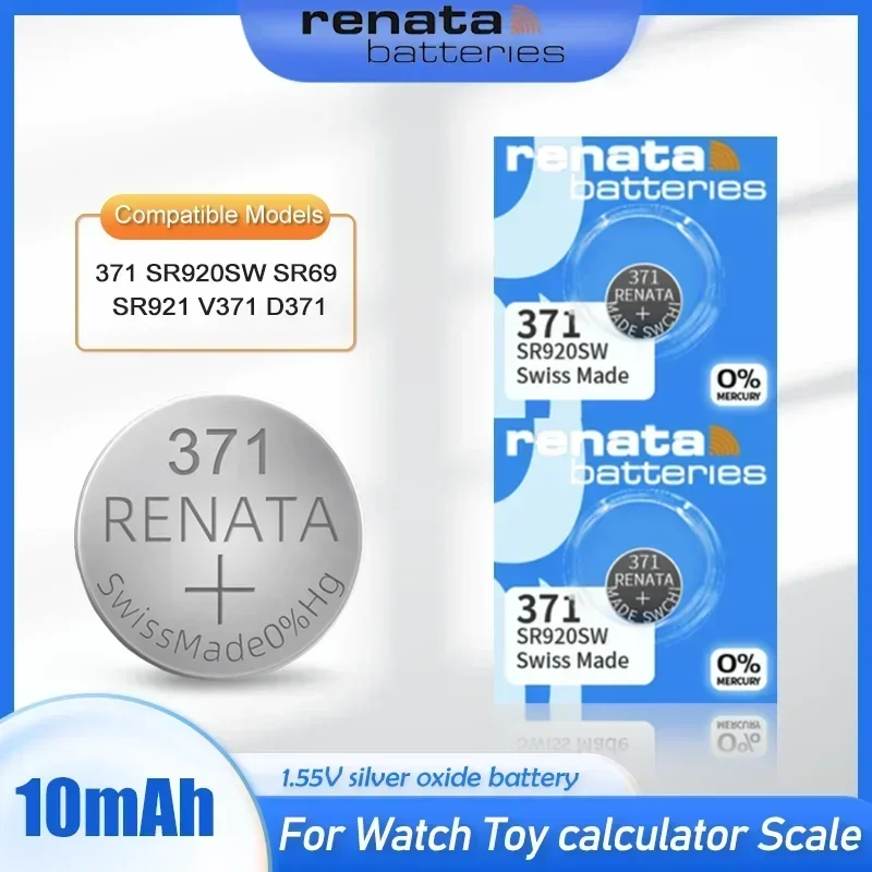 1-10PCS New Renata 371 SR920SW AG6 LR920 LR69 920 1.55V Silver Oxide Watch Battery For Toy Remote Swiss Made Button Coin Cell