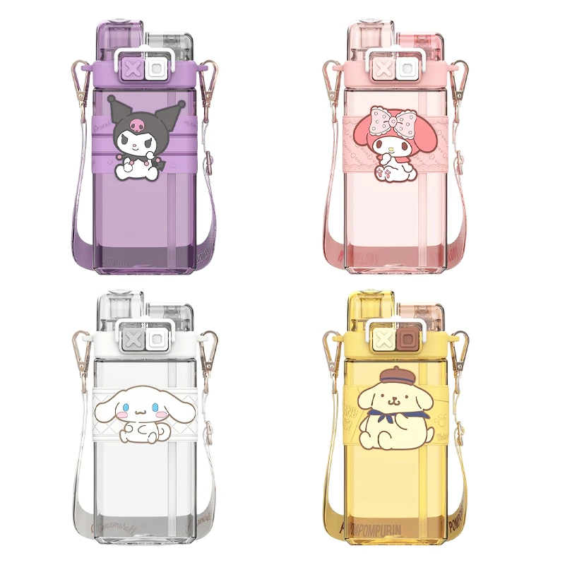 

Kawaii Sanrio Kuromi Water Bottle My Melody Cinnamoroll Cartoon Large Capacity Straw Sports Water Bottle Portable Cold Drink Cup