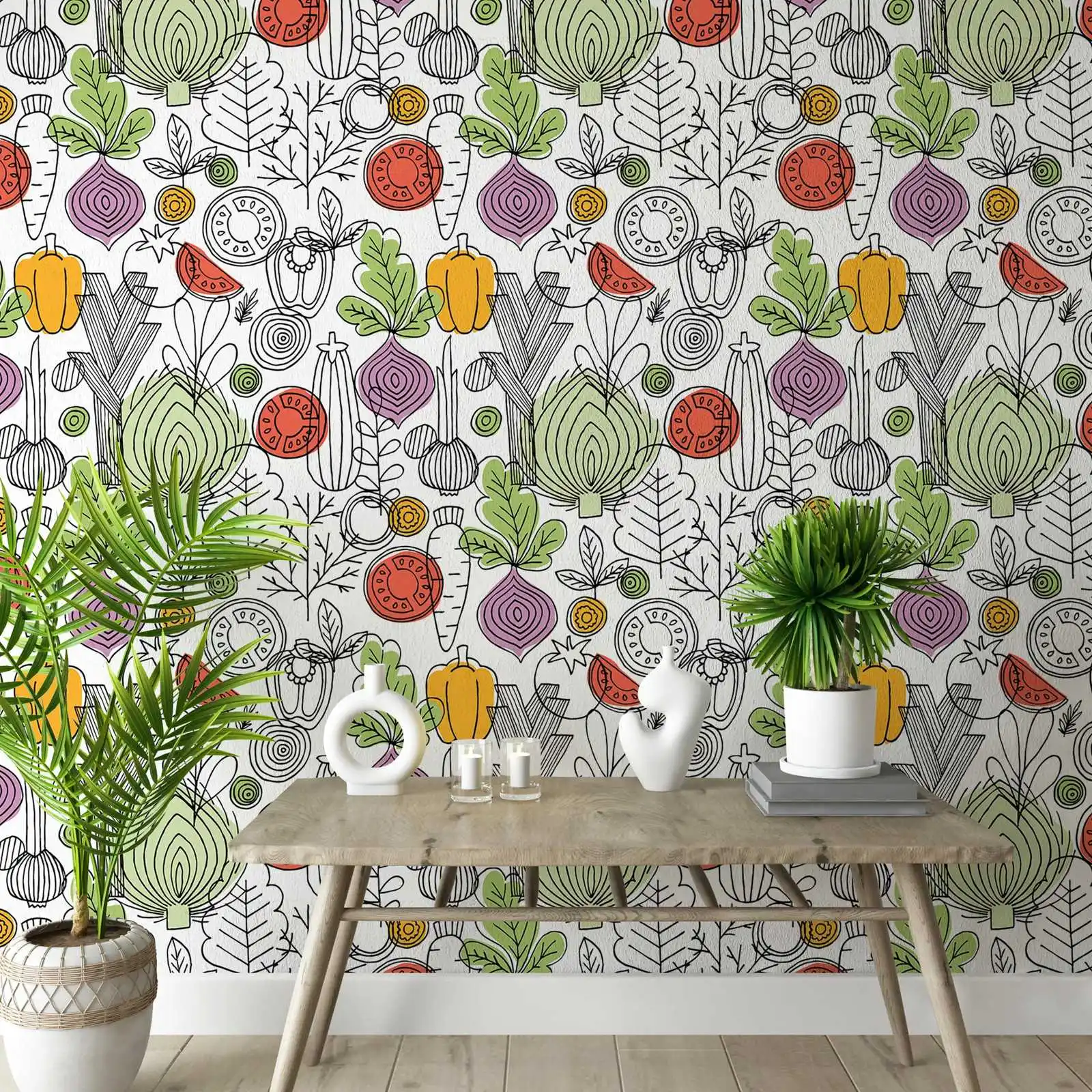 

Винтажные кухонные обои с овощами, ретро-кухонный декоративный настенный декор с овощами, настенное искусство на фермерском доме для кухни, самоклеящиеся или традиционные