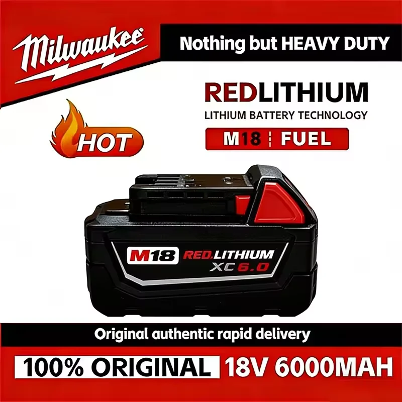 

Оригинальный литий-ионный аккумулятор Milwaukee 6.0 Ач 48-11-1850 48-11-1860, 18 В, подходит для беспроводных ударных гайковертов и электроинструментов Milwaukee