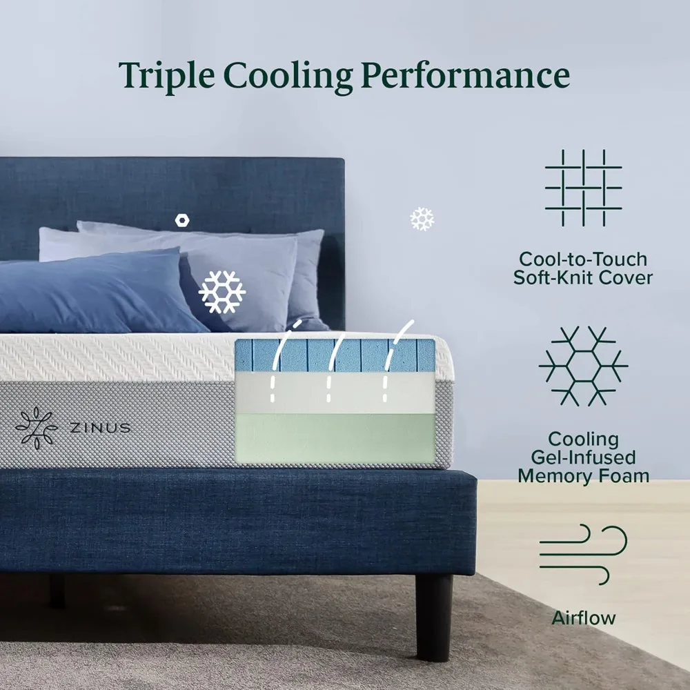 12 Inch Ultra Cooling Gel Traagschuim Matras, Twin, Cool-To-Touch Zachte Gebreide Hoes, Drukverlichtend, Certipur-Us Gecertificeerd