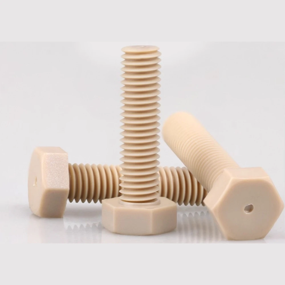 6pcs M3 M4 M5 M6 PEEK External Hex Head Bolt Plastic Hexagon Screw High Temp Insulated Anti-Corrosion Fastener Length 3-50mm