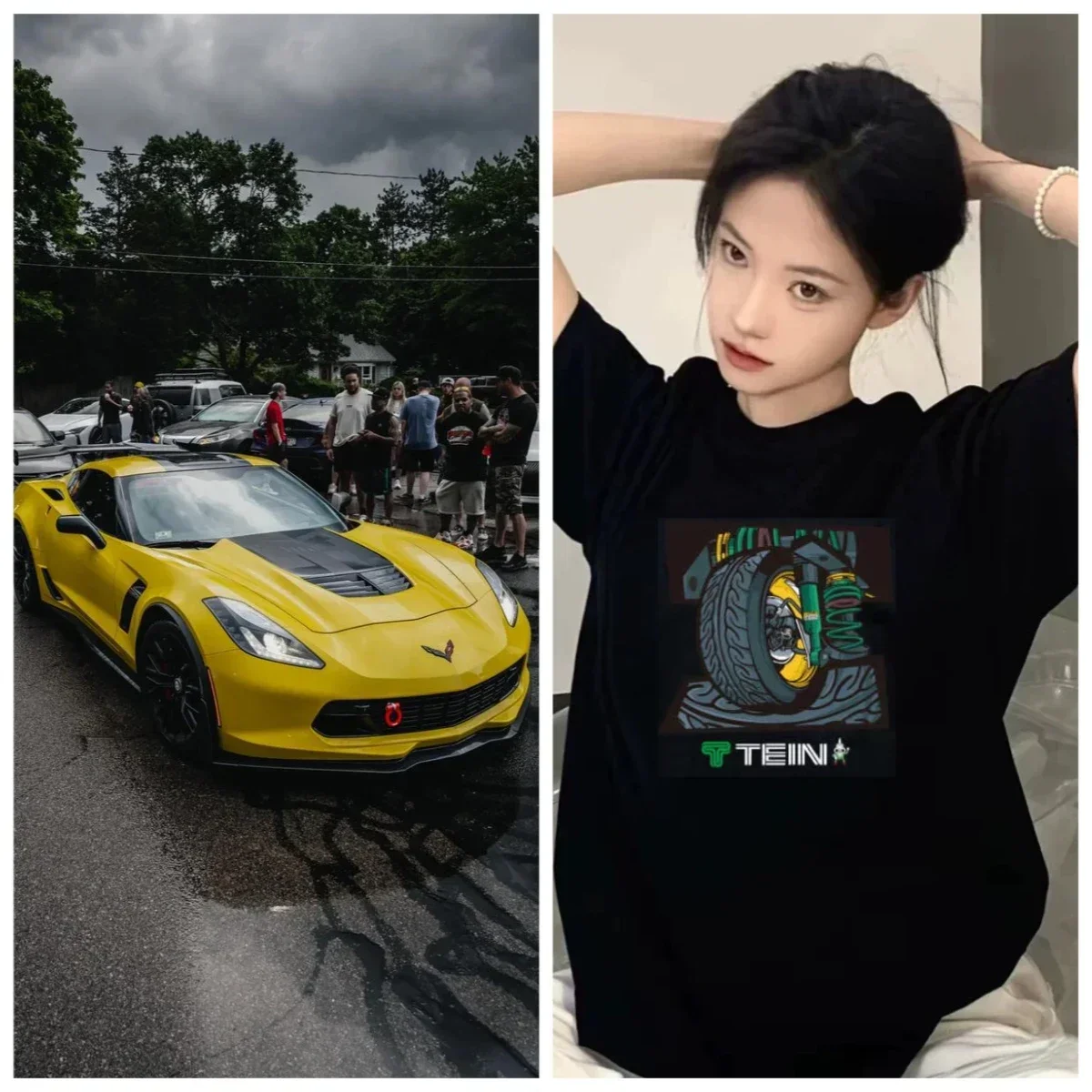

Korean Summer 2025 Japan JDM Modified Car TEIN Twist Teeth Shock Absorbent Quality Trend Street Cotton Short-sleeved T-shirt
