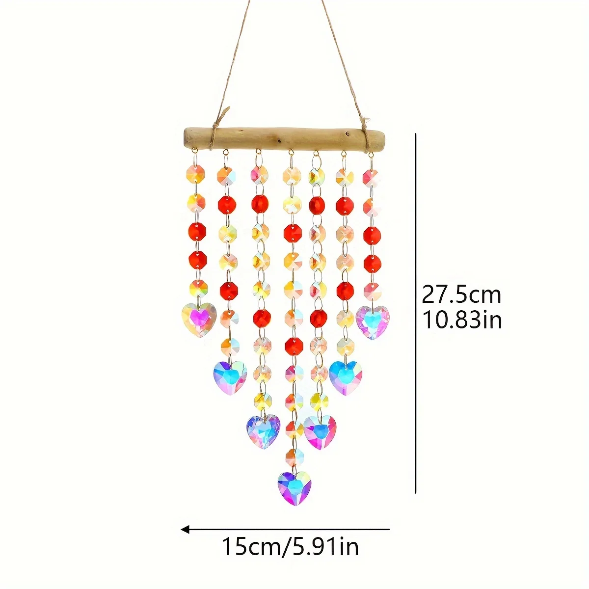 1pc Suncatcher Irregular Wooden Stick Fantasy Crystal Wind Chime Pendant Illusion Rainbow Decoration Hanging Decoration