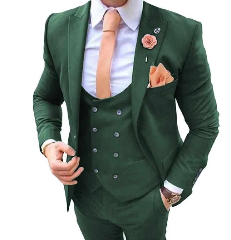 

Turquoise Mens Suits For Wedding Slim Fit 3 Pieces Suit Groom Tuxedos Blazer Tux Vest Trousers Prom Suit