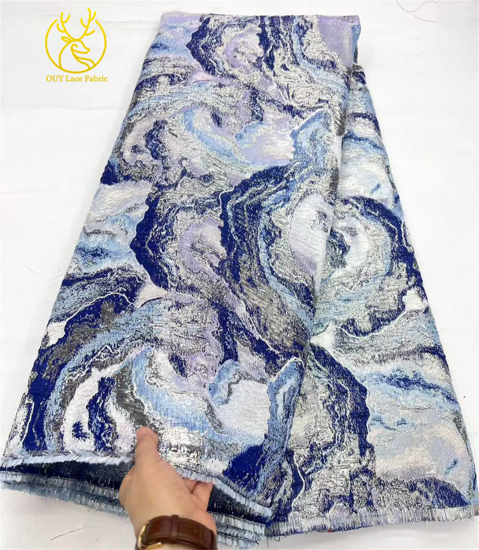 Brokat-Spitzenstoff 2026, luxuriöser afrikanischer französischer Tüll-Brokat-Jacquard-Stoff für Damen, Party, Abendkleid, Nähen, 5 Yards – Detail 10