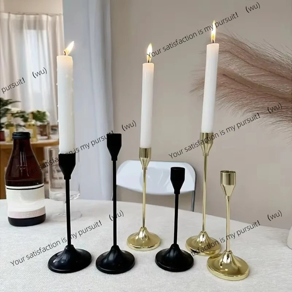 3-Piece set, minimalist retro style desktop candlestick, exquisite home and hotel decoration candlestick holder, metal