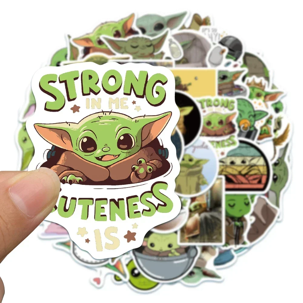 50PCS Disney Cute Anime Cartoon Star Wars Baby Yoda Stickers Skateboard Laptop Phone Car Waterproof Sticker Kid Toy