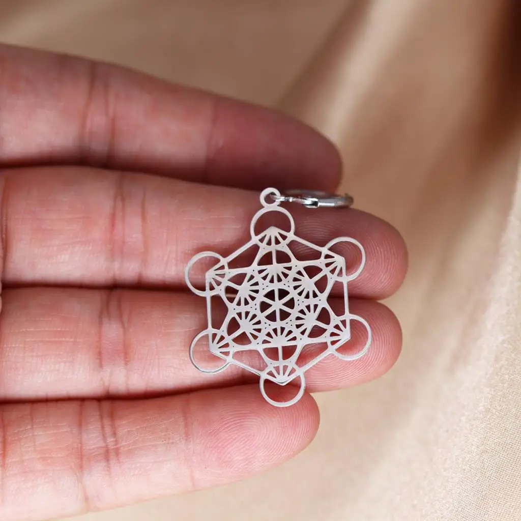 Qiamni Yoga Hindu Boeddhisme Meditatie 7 Chakra Roestvrij Staal Heilige Geometrische Engel Symbool Hoepel Oorbellen Cadeau Genezende Sieraden