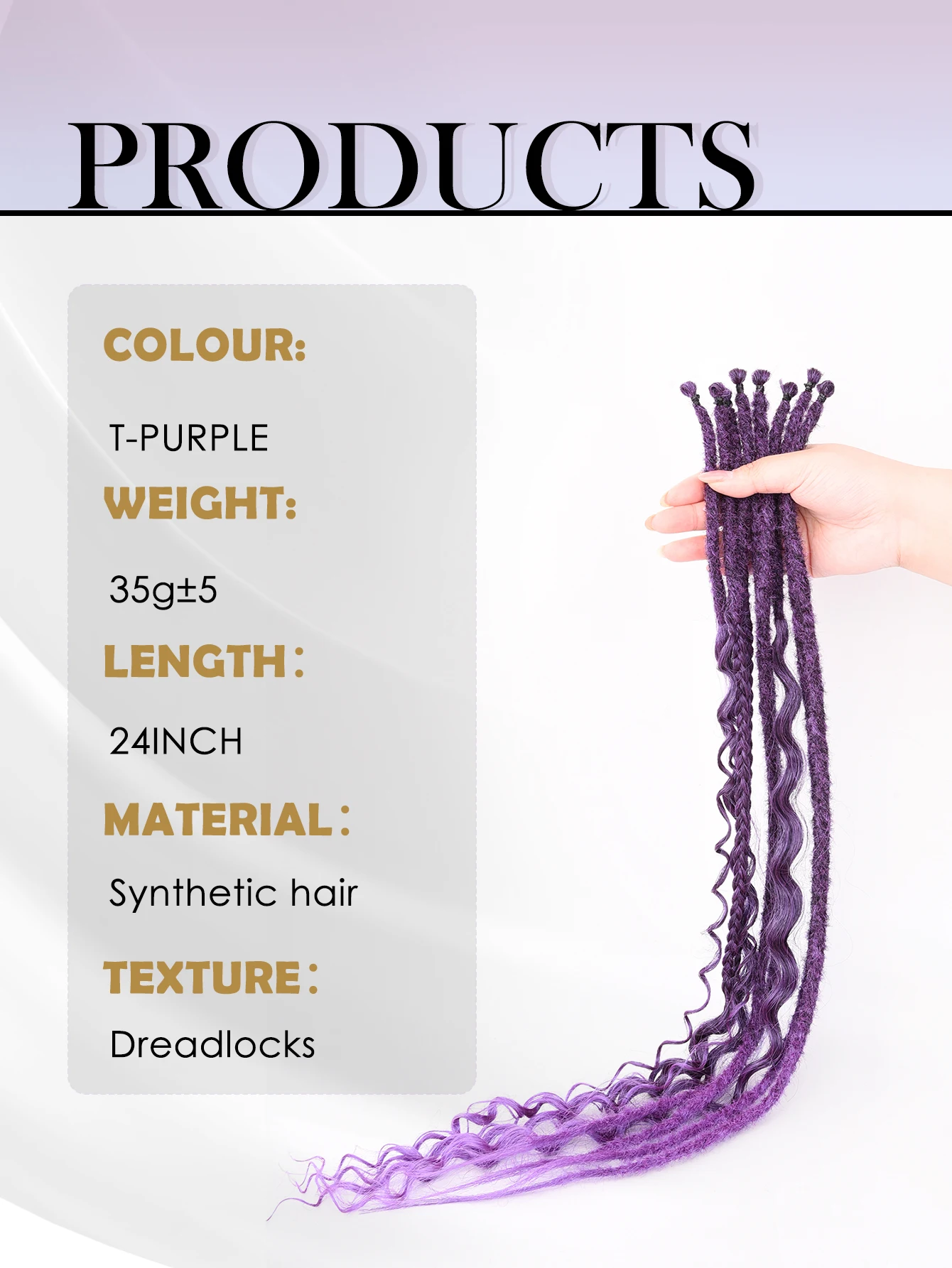 Wavy Dreadlock Extensions 24 Inch, Synthetic