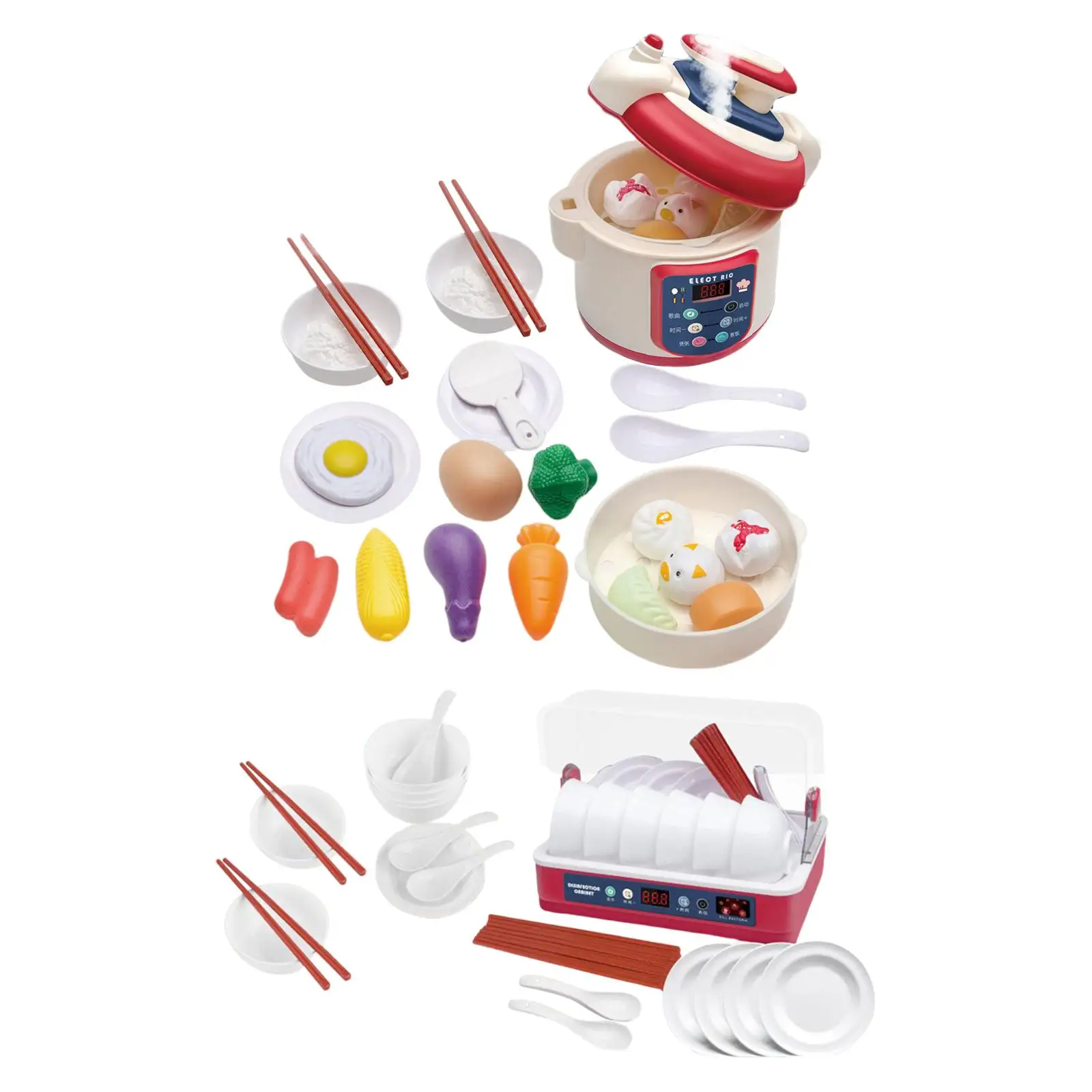 25 Pieces Rice Cooker Toy with Food Playset Electronic Kitchen Playset Gift