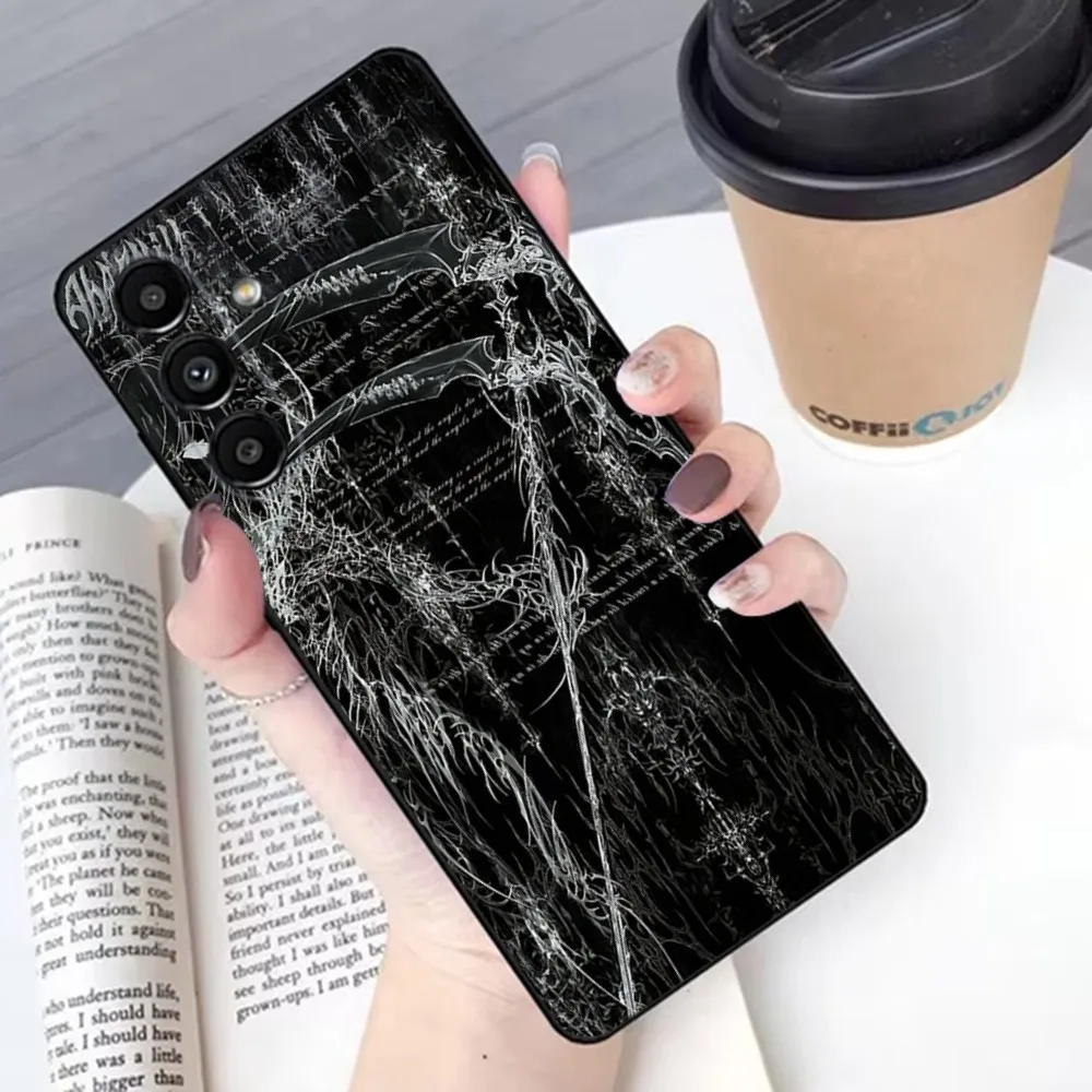 Cyber Sigil Cross Phone Case For Samsung S24,23,22,30,21,10,9,Ultra,Plus,Lite,FE,Soft Silicone Black Cover