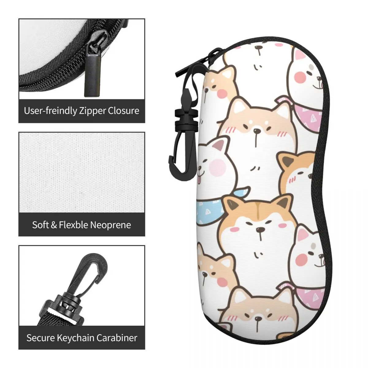 Cute Cartoon Shiba Inu Akita Dog Glasses Case Convenient Box Animal Dog Glasses Protector Print Glasses Box