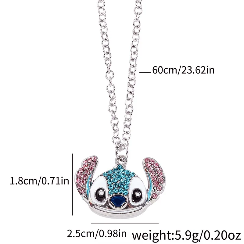 Collier de dessin animé Disney Stitch pour filles, bijoux mignons, pendentif de personnalité, pull pour femme, biscuits remplis, cadeau pour enfants