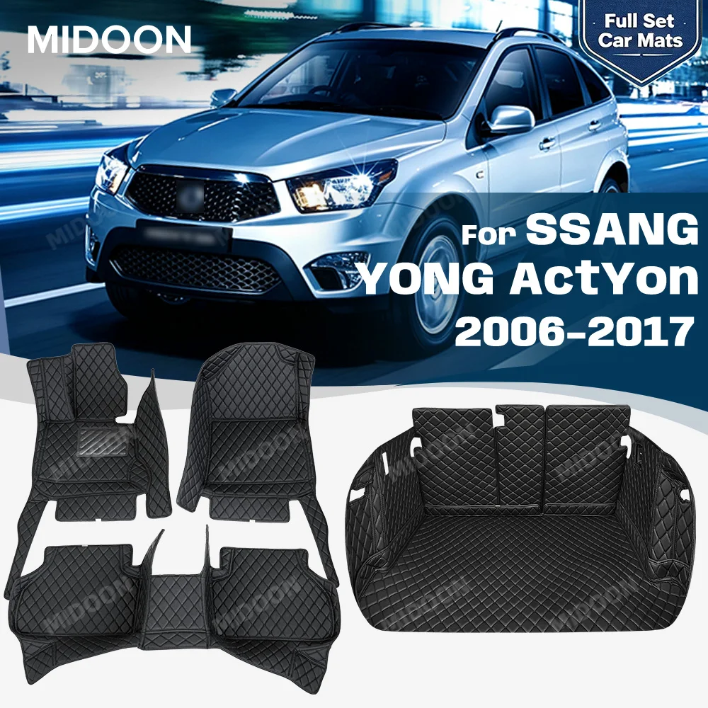 Custom Fit Leather For SSANG YONG ActYon 2006-2017 Car Floor Mat Trunk Mat Waterproof Full Coverage Auto Interior Accessories
