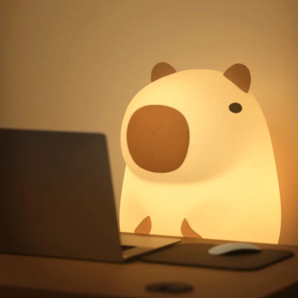 ضوء ليلي كارتوني كابيبارا متعدد المبيعات يقدم لك جوًا نومًا مريحًا، مصباح ليلي جيد لديكور غرفة الأطفال