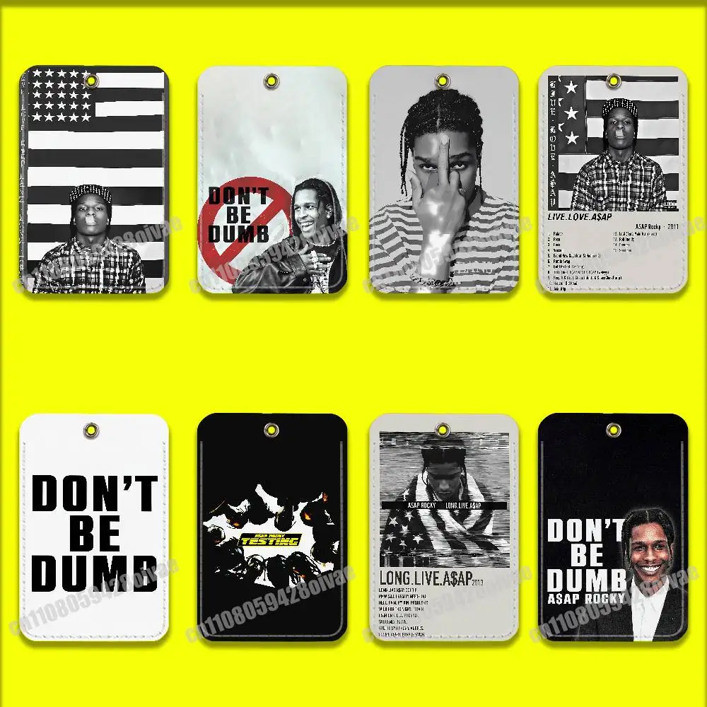 A-ASAP ロッキー ドント・ビー・ダンブ ライブ・ラブ カードホルダー カバー IDクリップ クレジットカード 銀行カード バッグ バスカード メールカード スリーブ ポケット PUレザー キーホルダー