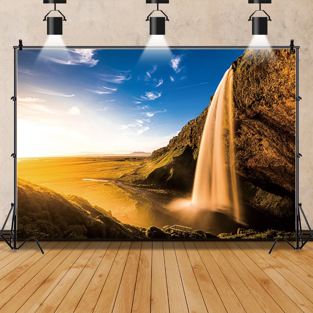 Gobi الصحراء التصوير خلفية اللوحة ، صني الصحراء Gobi الصحراء شلال خلفية صفراء ، وتجارة الجملة والتجزئة