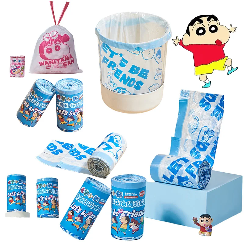 

Сумка для мусора Crayon Shinchan без слез, аниме, большая вместимость, ручной толстый пластиковый мешок на шнурке, бытовой мешок для мусора для спальни