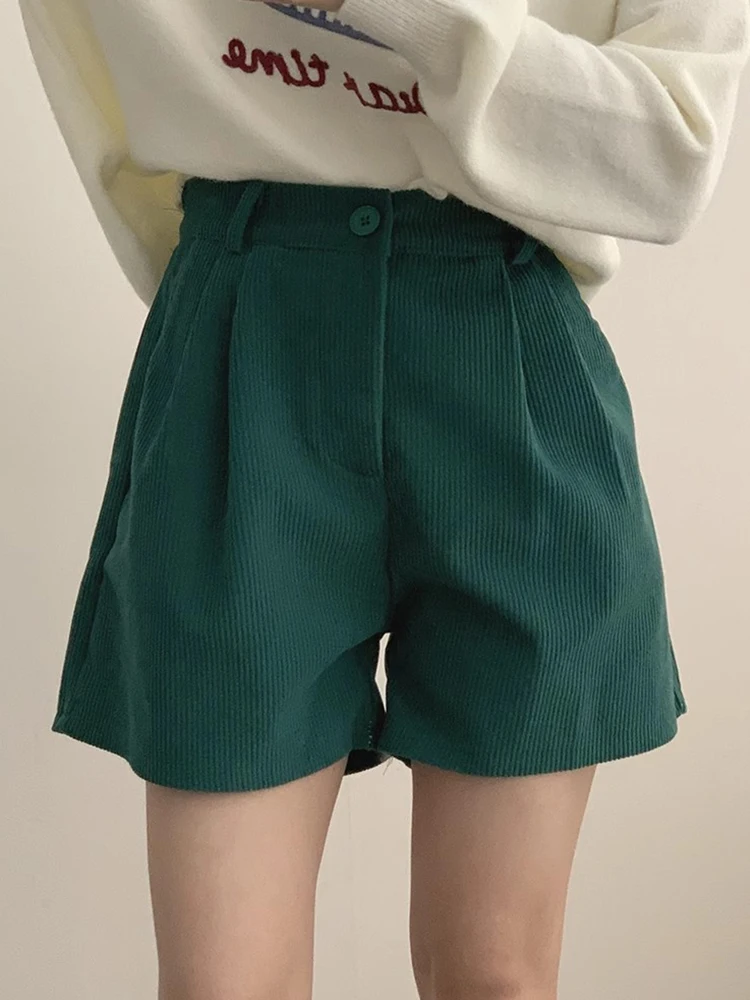 

ZHISILAO Corduroy Mini Shorts Women Vintage Chic High Waist Wide Leg A-line Shorts Autumn Winter 2024