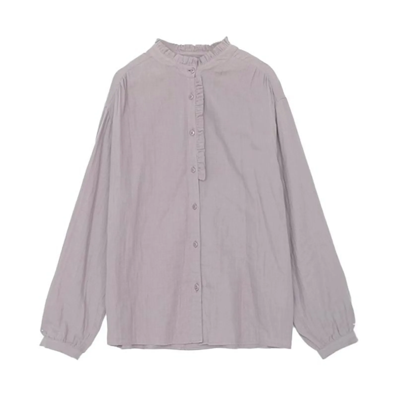 Female Vintage Cotton Linen Shirts And Blouses Womens 2024 Autumn Casual Long Sleeve Shirt Ruffles Button Up Shirt Lady Outfits