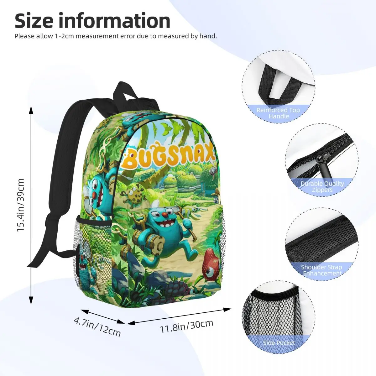 Bugsnax Game Poster Backpack Student Boys Girls BookBag Men Women School Bag Laptop Shoulder Bags