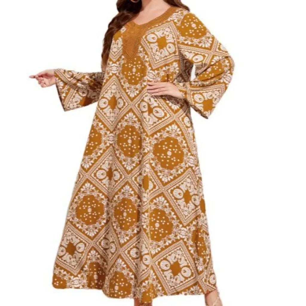 

plus Size Printed Pullover Commuter Dress Elegant Women's Clothing Middle East European American Style Fashion