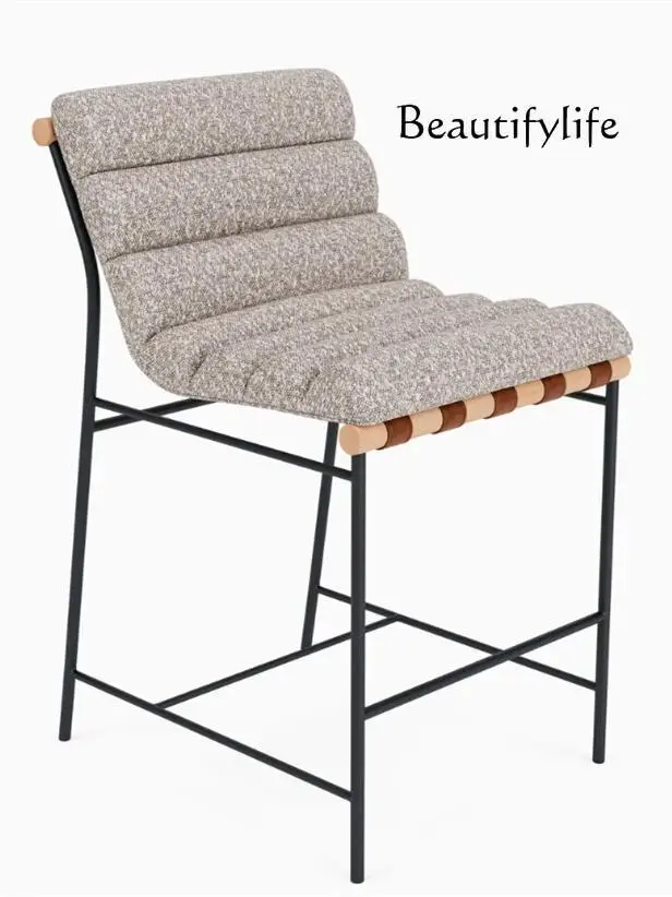

Modern Simple Home Dining Chair Metal Light Luxury Retro Leisure Bar Chair Nordic High Stool Front Desk Chair