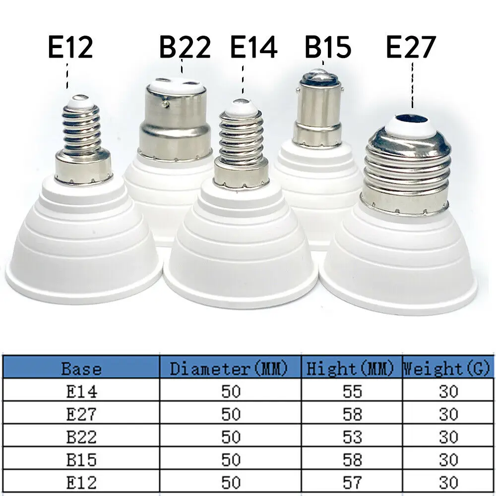 Energooszczędne żarówki LED 5-12pcs halogen MR16 GU5.3 GU10 E27E14 E12 B22 B15 COB wymienna 50W lampy halogenowe gabinet kuchnia