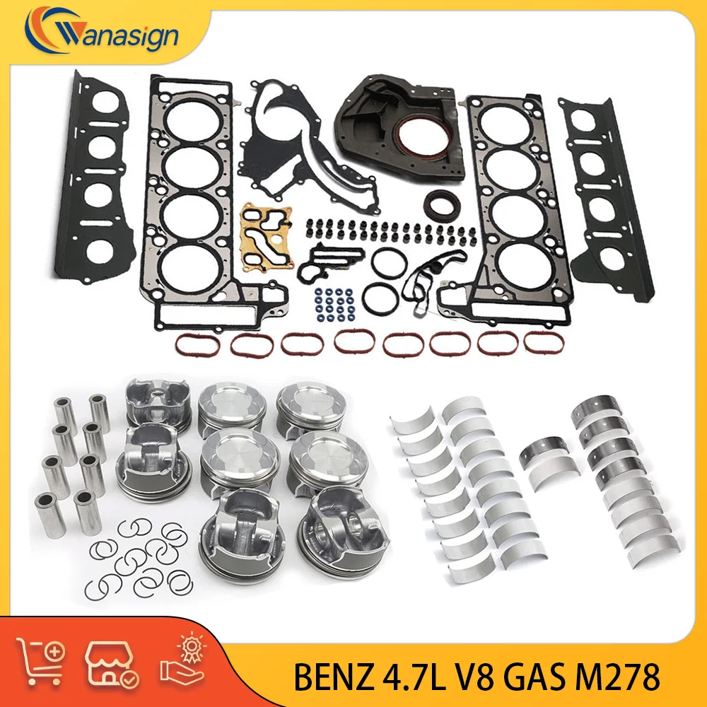 

AUTO Engine Overhaul Pistons Gasket Kit Set For Mercedes-Benz CLS CL E GL ML GLE GLS S SL 4.7L V8 GAS DOHC M278 2011-2019