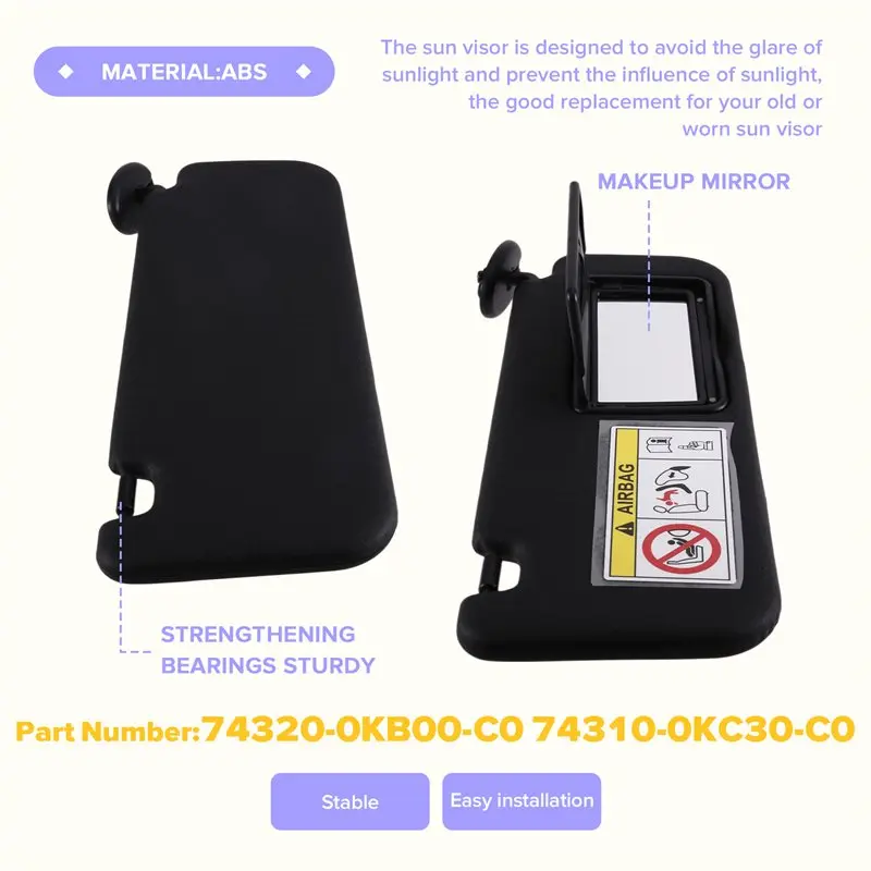 AT92-Black Pair Side Sun Visor Fits For Toyota Hilux Revo Rocco Rogue