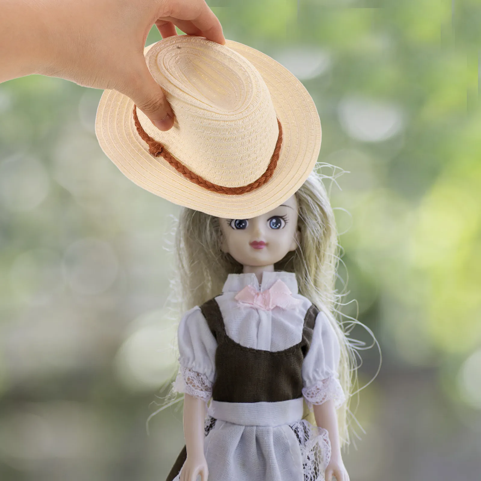 Mini Sombrero de Paja Tejido, Gorra Pequeña, Accesorio Decorativo, Suministro para Manualidades, Sombrero en Miniatura, Gorra de Paja para Manualidades, Accesorio para Fotos de Fiesta