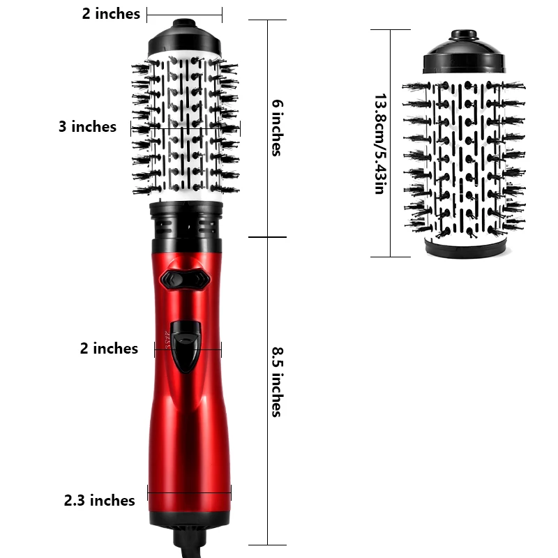 2 in 1 Rotating Electric Hair Straightener Brush Hair Curler Hair Dryer Brush Hot Air Comb Negative Ion Hair Styler Comb