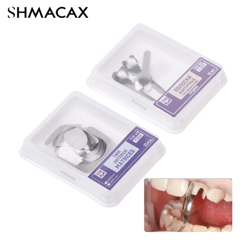 12Pcs Dental Proximal Anterior Strips 1.888 1.387 Small 1.388 Large 1.533 Twin Anterior Matrices Matrix Systems Dental Materials