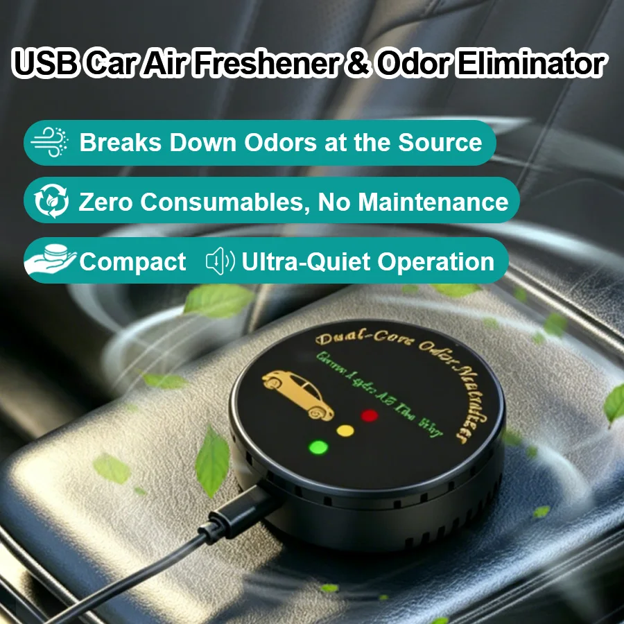

Negative Ion Air Purifier for Car, Mini & Quiet Air Freshener, Removes Dust, Smoke, Odors and Unpleasant Smells Inside the Car