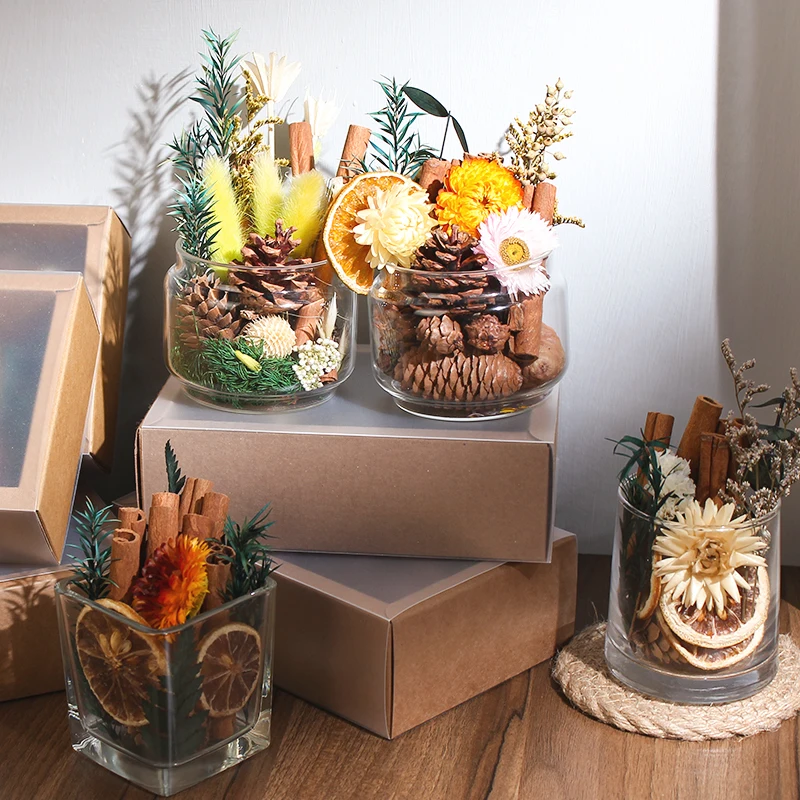 No-Flame Cinnamon Aromatherapy Cup Handmade DIY Dried Flower Material Decorative Ornaments Home Decoration Living Room Decor