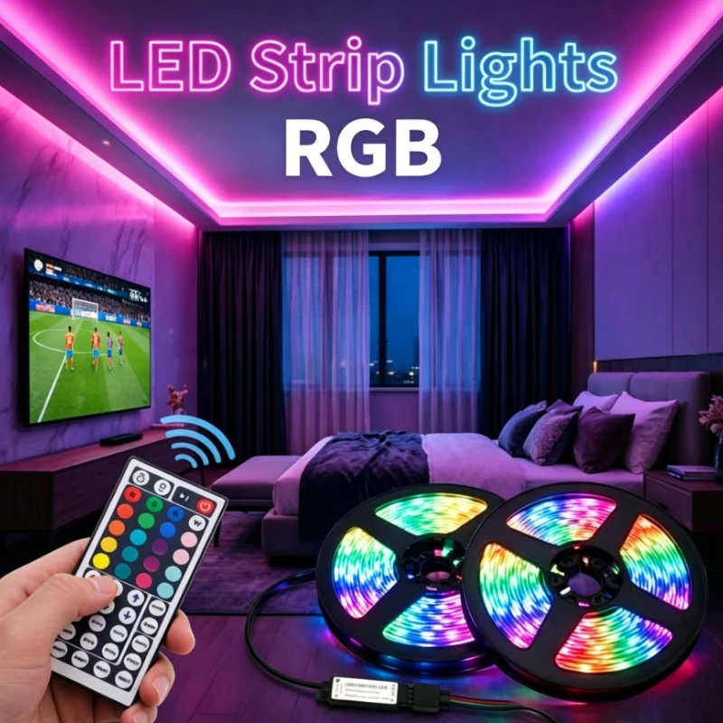 RGB 5050 LED Strip Light Kit Color Changing Light String for Bedroom, Kitchen, TV Backdrop Decoration