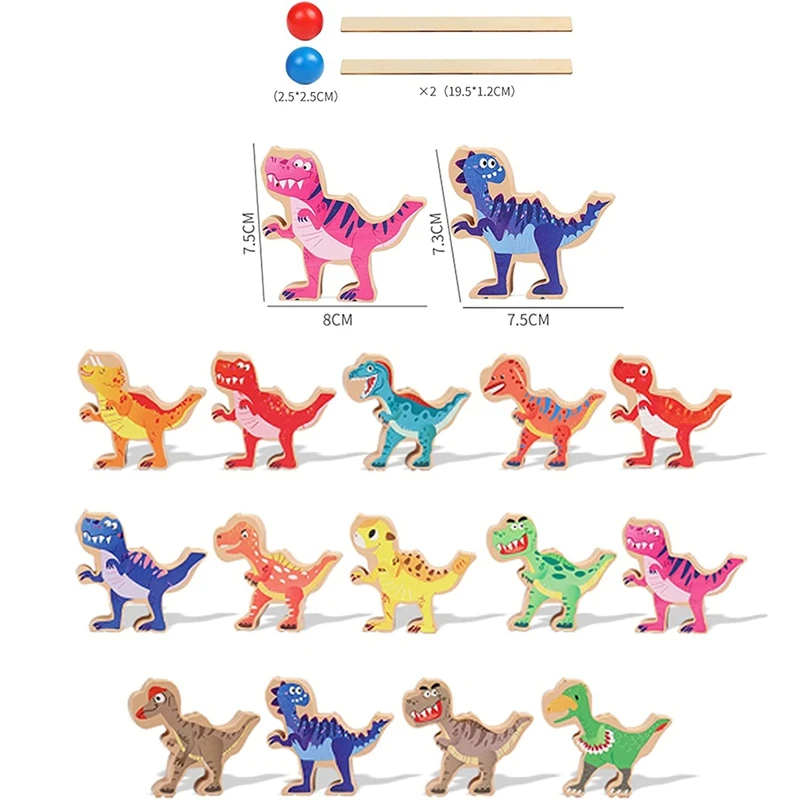 Houten stapelspeelgoed Kinderblokken Houten dinosaurusspeelgoed Balanceerblokken Speelgoed Beste cadeaus voor peuterspeelgoed voor kinderen