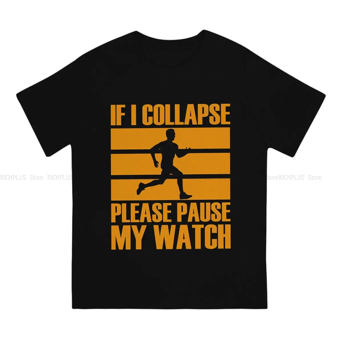 Running Fitness Sports TShirt for Men If I Collapse Please Pause My Watch Round Neck T Shirt Personalize Birthday Gifts Tops