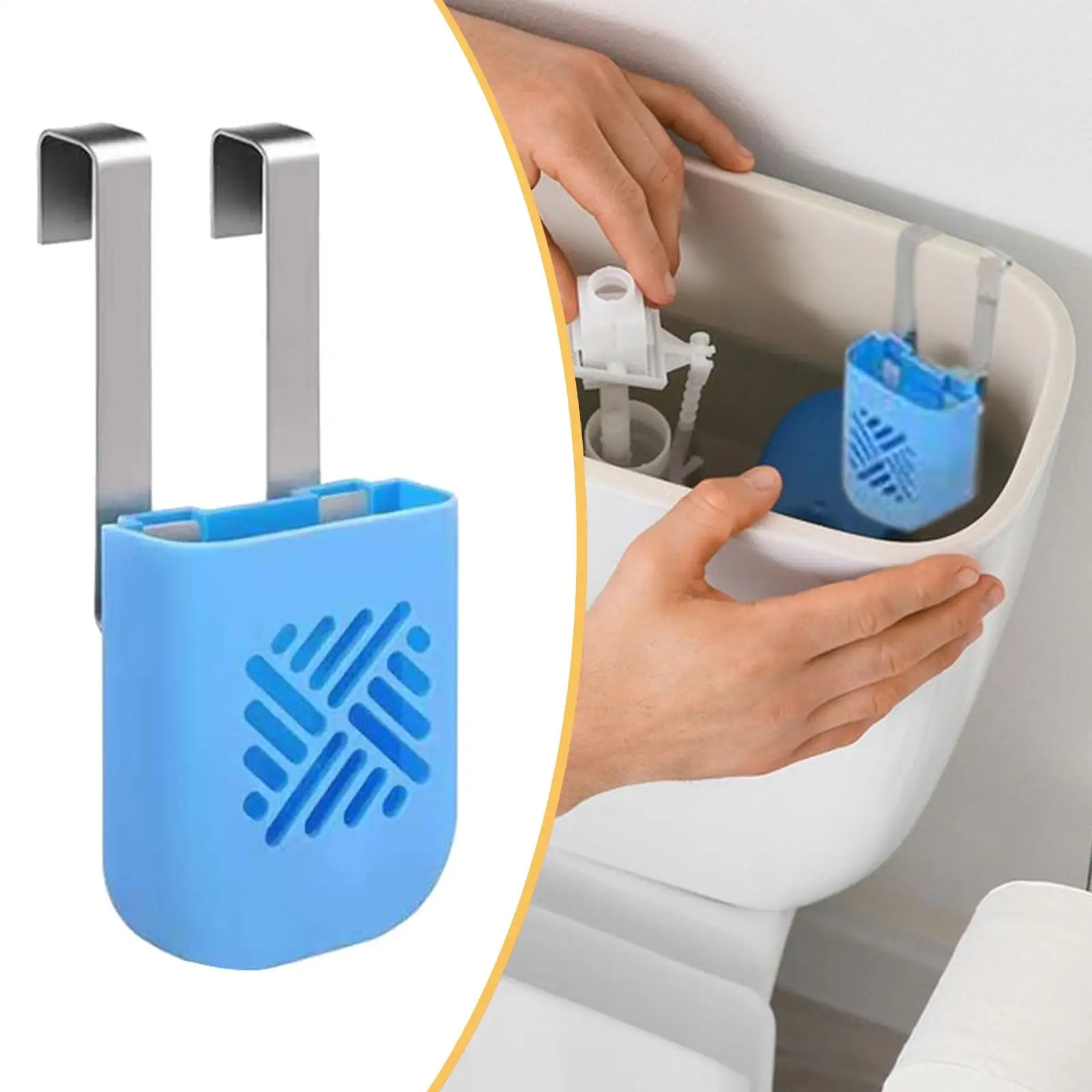 

Toilet Tank Cleaning Tablet Holder with Dual Hooks Sturdy Plastic Metal Carrier for Bathroom Toilet Tablet Use