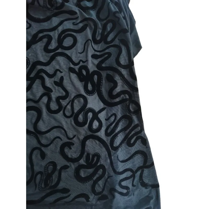 1Yard dehnbarer schwarzer beflock ter Samts toff Spandex Mesh Stoff afrikanischer Spitzens toff von Hof für Kleid DIY Näh kleidung