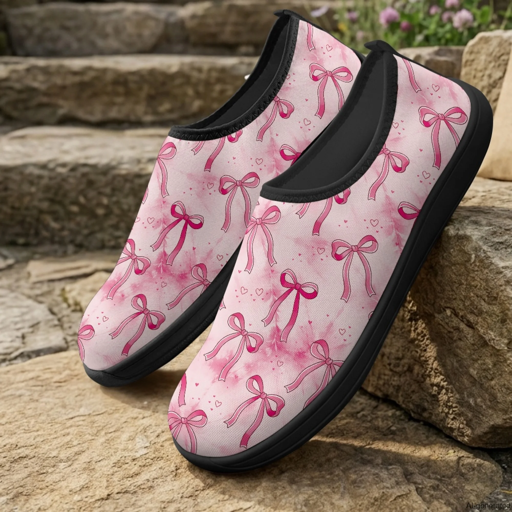 XIXIRIMIDO Slip-on Wide-toed Shoes Men's Breathable Mesh Shoes Tie-dye Bow Print Women Sneakers Man Shoes Tenis Feminino 36-46