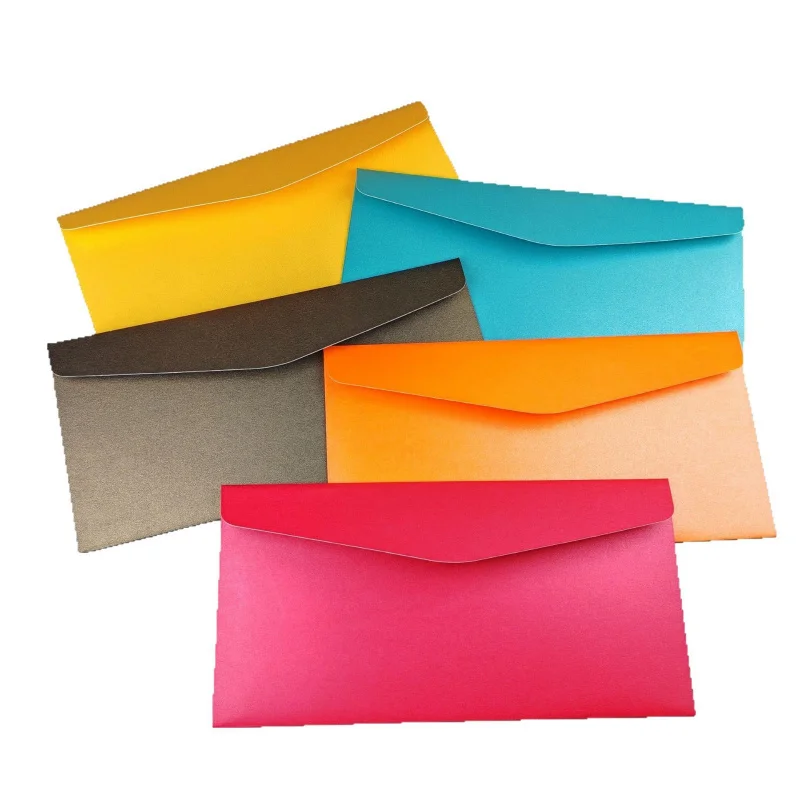Custom Thickened Western Style Blank Pearl Paper Colorful Envelopes Custom Gold Stamping Greeting Cards Invitations Membership S