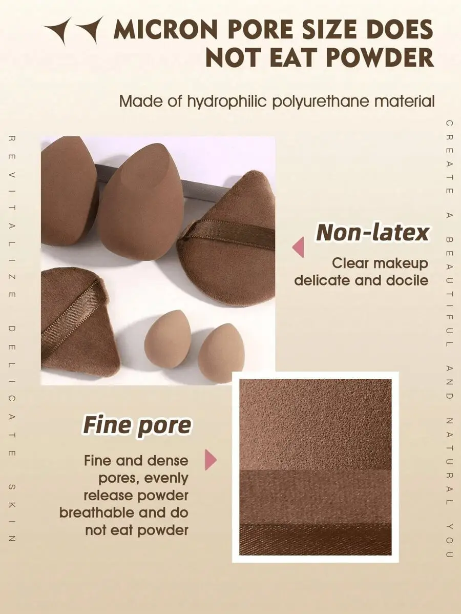 4PCS Makeup Sponges 2PCS Makeup Puffs Loose Powder Puffs Setting Sponges Makeup Tools Beauty Supplies - Detail 1