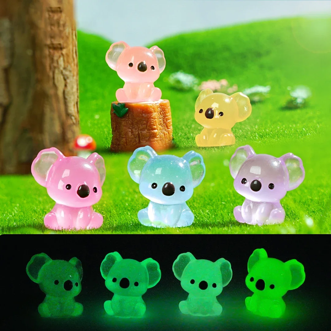 Mini Luminous Koala Kawaii Resin Cowra Fairy Garden Decoration Miniature Figurines Moss Microlandscape Accessories