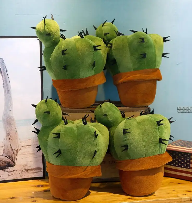 Simulation Cactus Cushion Stuffed Plant Soft Cuddly Toy Plush Potted Cactus Pillow Office Sofa Car Cushion Home Decor Ornament