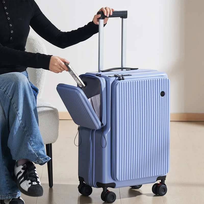 

Side-Opening Expandable Pocket Travel Suitcase Multifunctional Luggage 20''22'' 24'' 26''Combination Lock Roller Trolley Case
