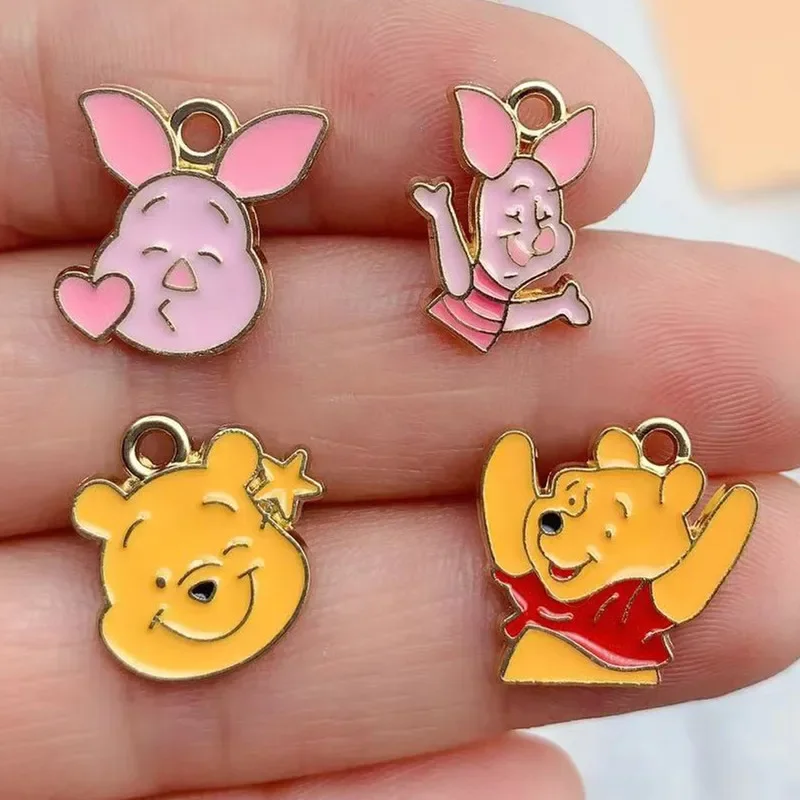 10pcs Cartoon Anime Charm Pig Little Bear Earring Pendant DIY Keychain Bracelet Necklace Jewelry Accessories Alloy Enamel Charms